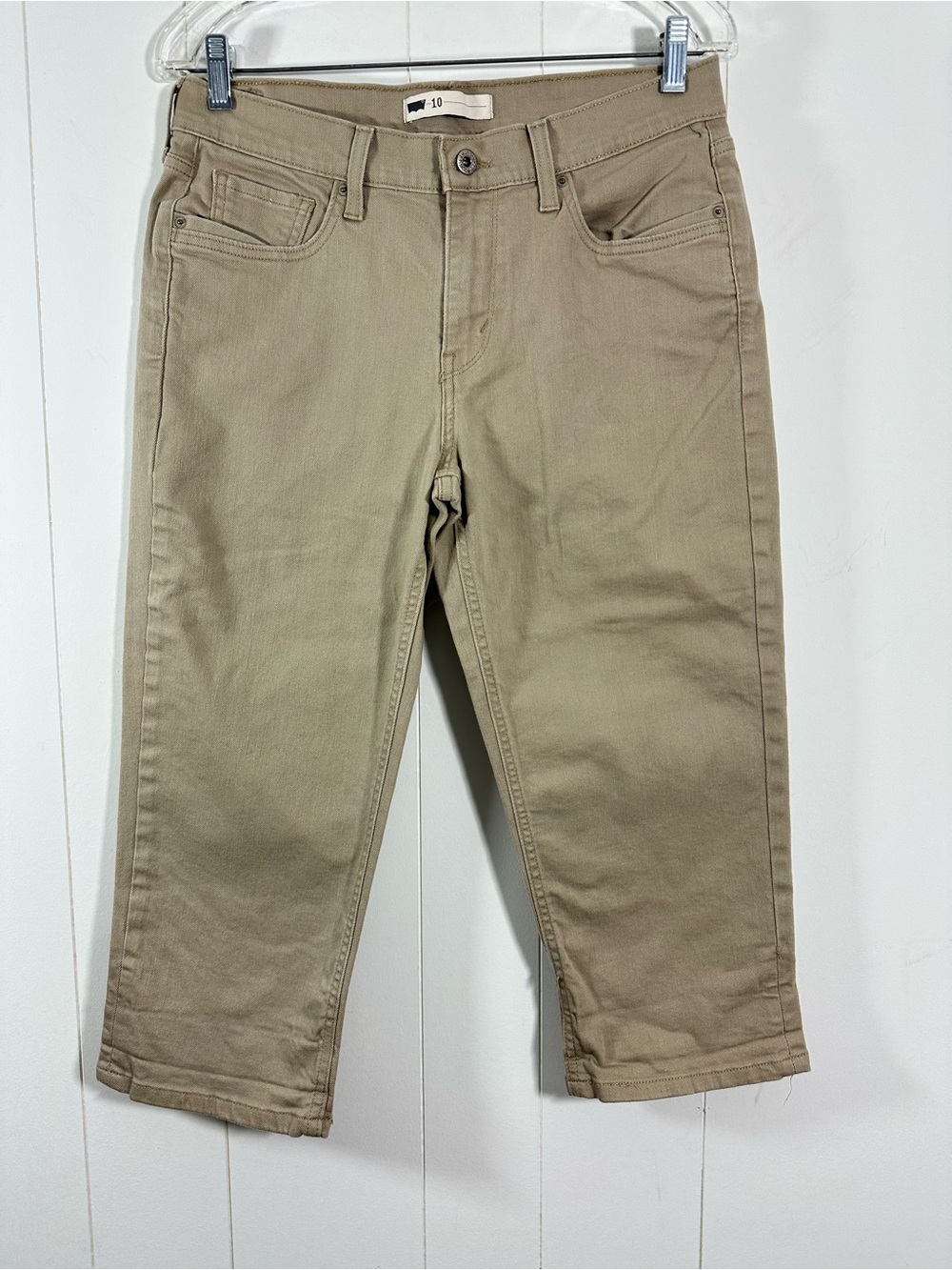 Levis Womens Size 10/30W Beige Capri   Cropped Denim Pants Stretch Casual Khaki